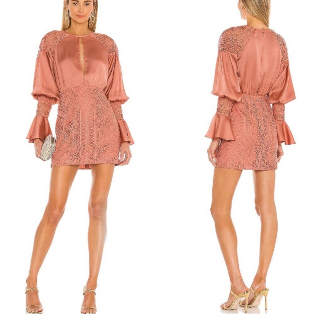 Michael Costello x REVOLVE Shandy Mini Dress Blush XS Retail: $308